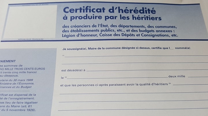 Certificat d’hérédité